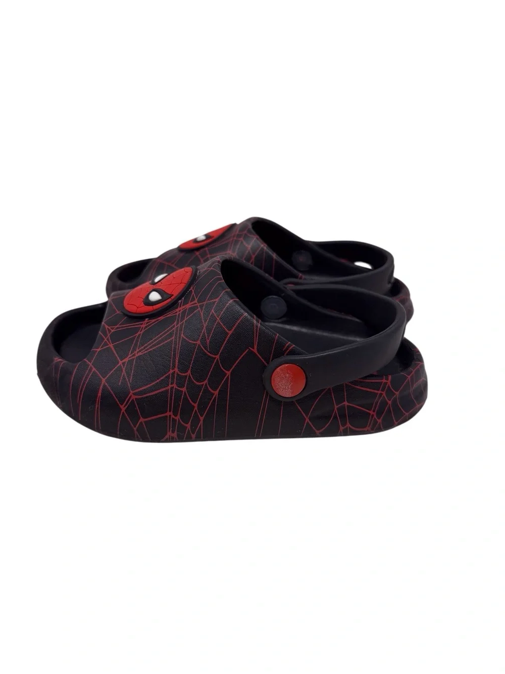 Spider-man Slip On Black And Red Clog Style Sandals Child Size 10